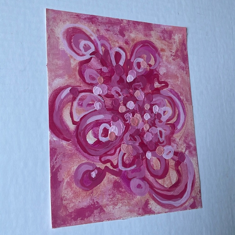 Pink Wall Art 8x10 Abstract Painting Girls Room Home Decor